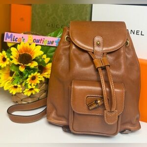 Auth GUCCI Bamboo Brown Mini Backpacks🎒